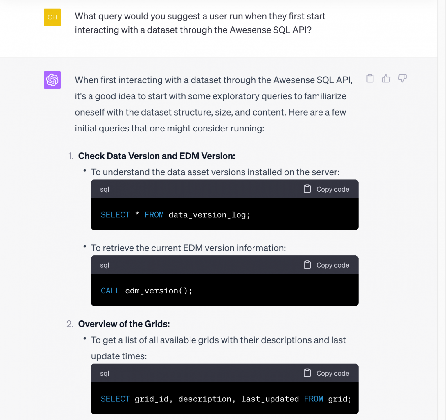 Using ChatGPT with the Awesense SQL API | Awesense